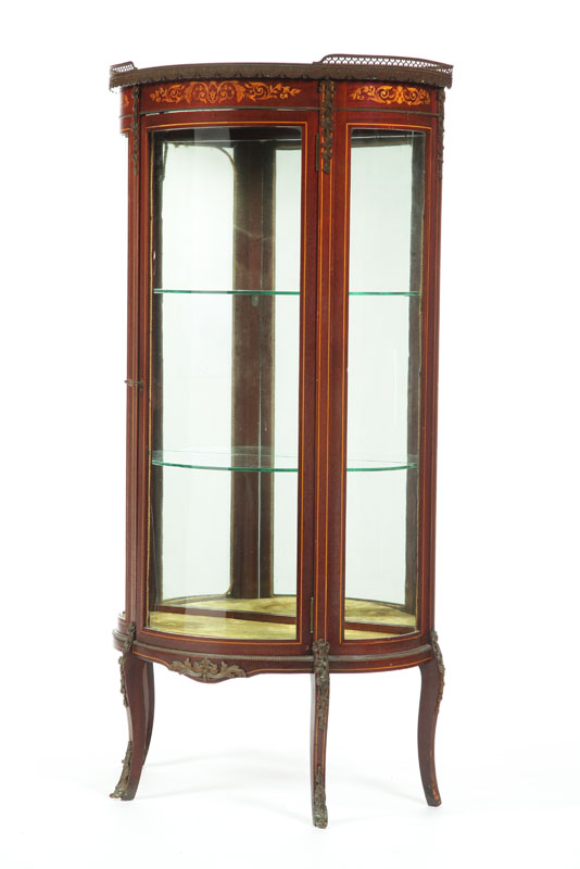 CURIO CABINET. Curved glass door and
