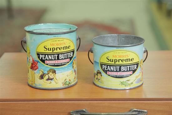 TWO PEANUT BUTTER TINS. Two different