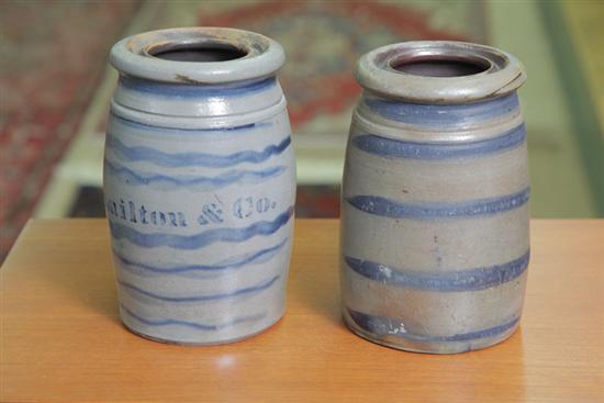 TWO STONEWARE CANNING JARS Both 1172d1