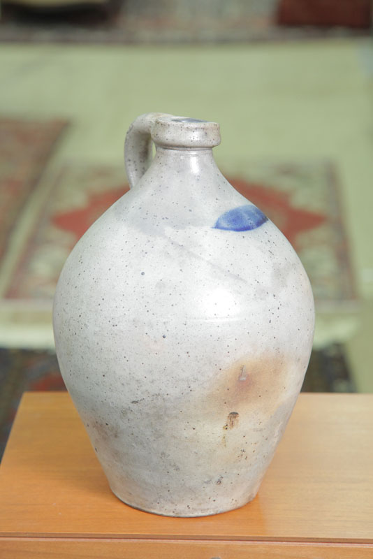 STONEWARE JUG. Ovoid form with applied