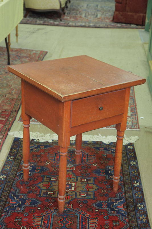 ONE DRAWER STAND. Old red wash