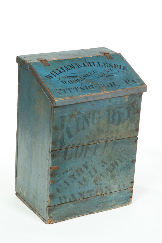 ***COFFEE BIN. Blue painted ''King