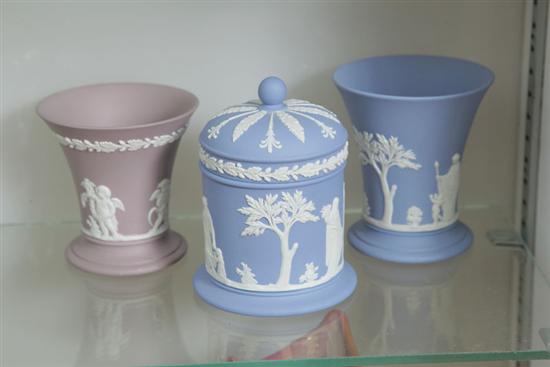 THREE PIECES OF WEDGWOOD JASPERWARE  11730a