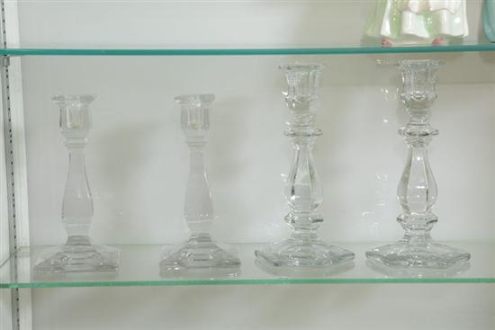 FOUR HEISEY CLEAR GLASS CANDLESTICKS  117360