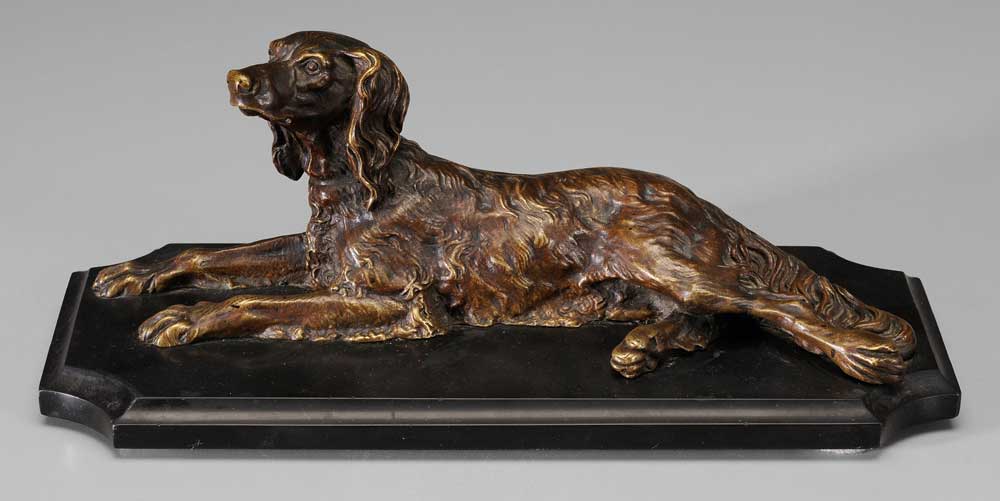 Bronze Dog Sculpture A Recumbent 11a907