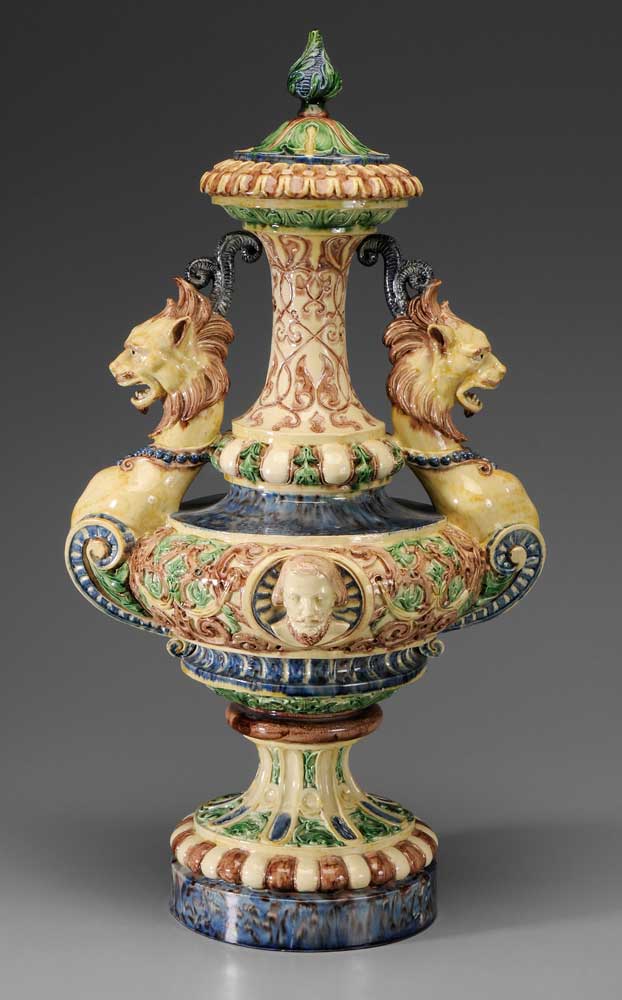 Monumental Majolica Urn Continental,