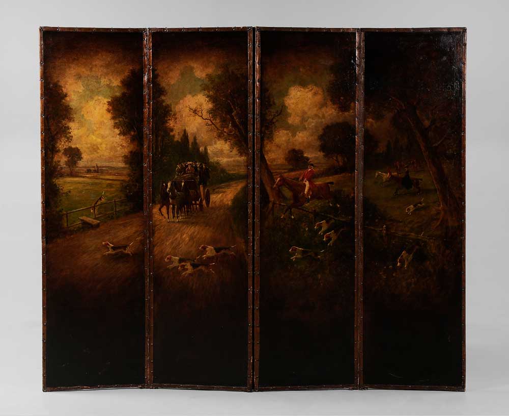 Painted Leather Four-Panel Room