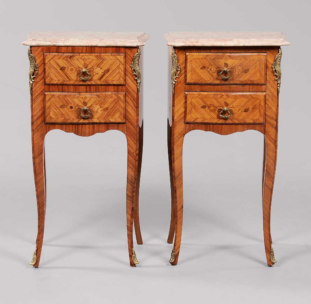 Pair Louis XV Style Marquetry Side 11a977