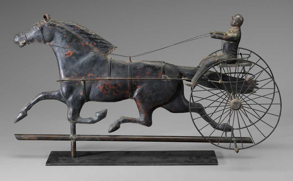 Horse With Two Wheeled Sulky Weathervane 11aab6