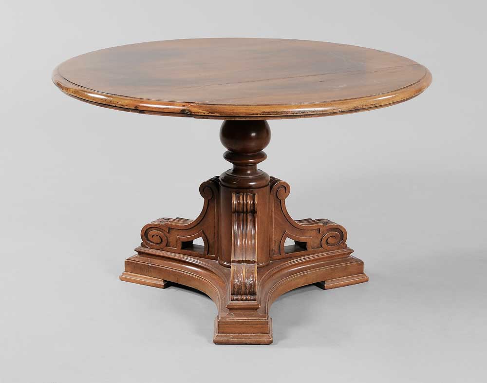 Baroque Style Walnut Pedestal Table 11aacd