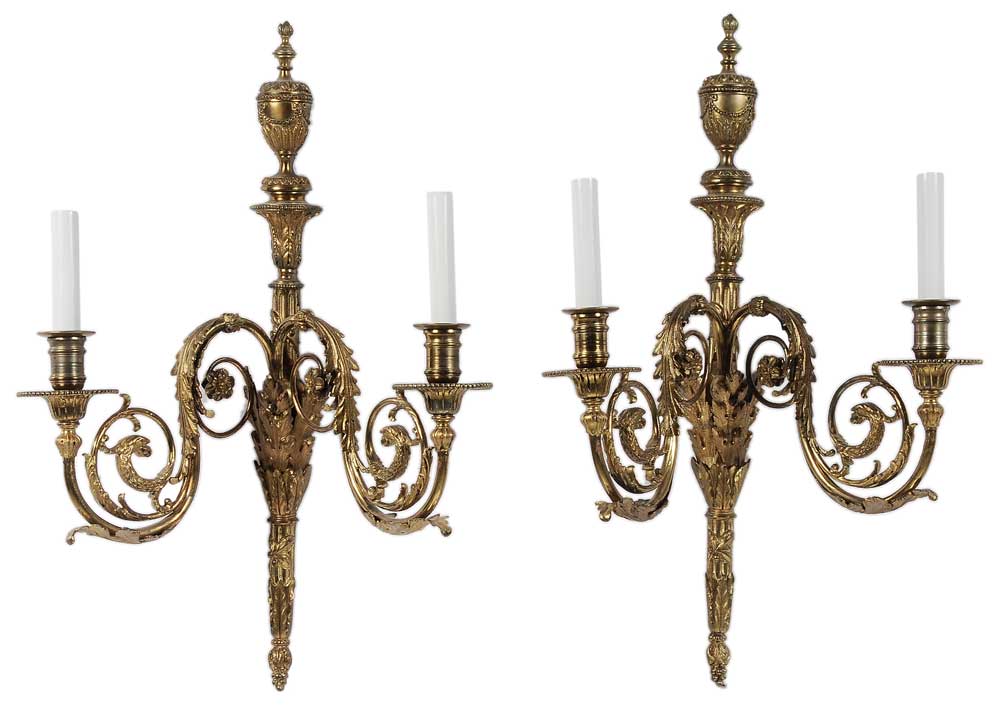Pair Louis XVI Style Brass Sconces