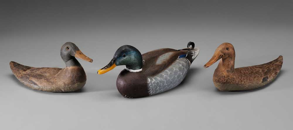 Three Decoys mallard drake, finely carved