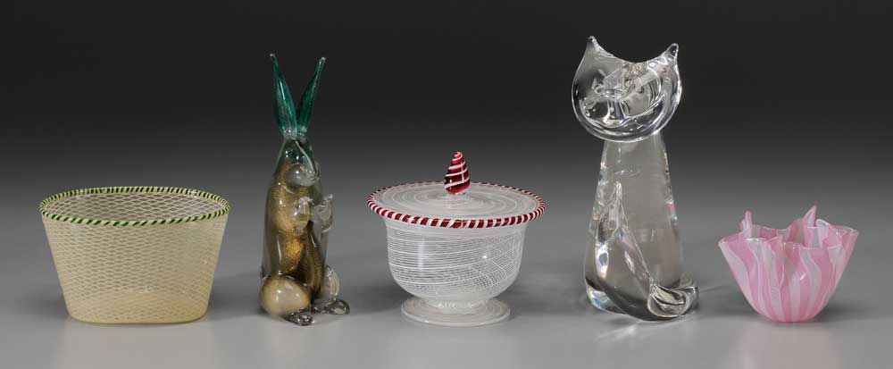 Five Pieces Decorative Glass Steuben