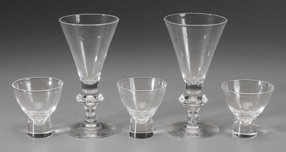 Sixteen Pieces Steuben Glassware American,