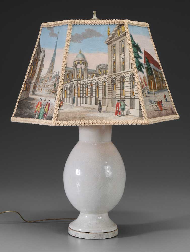 Lamp Base, Hand-Painted Cut-Out Shade