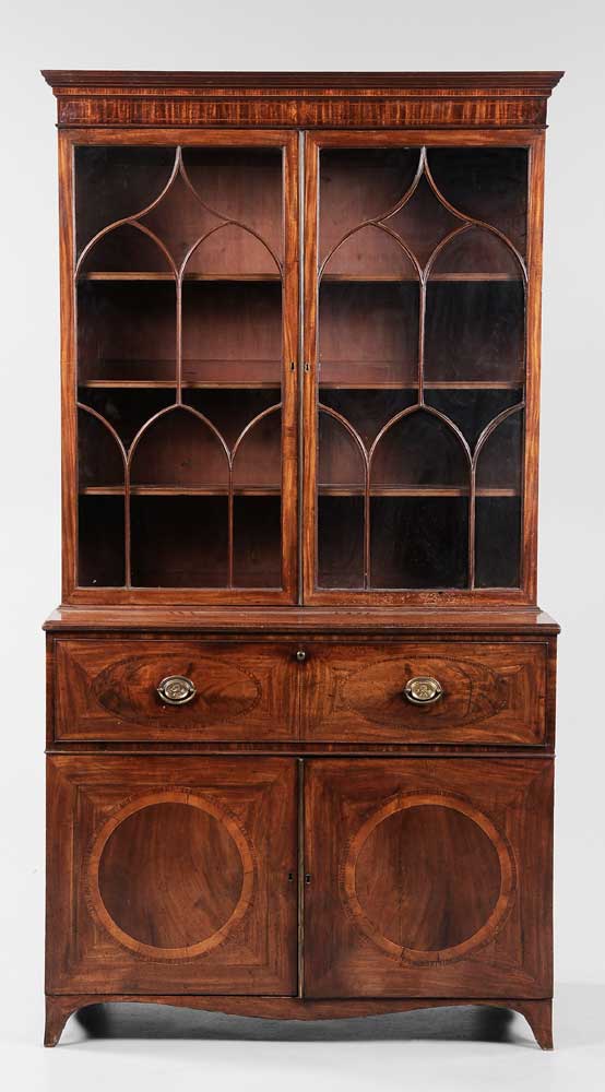 Hepplewhite Inlaid Secretary Bookcase 11abca