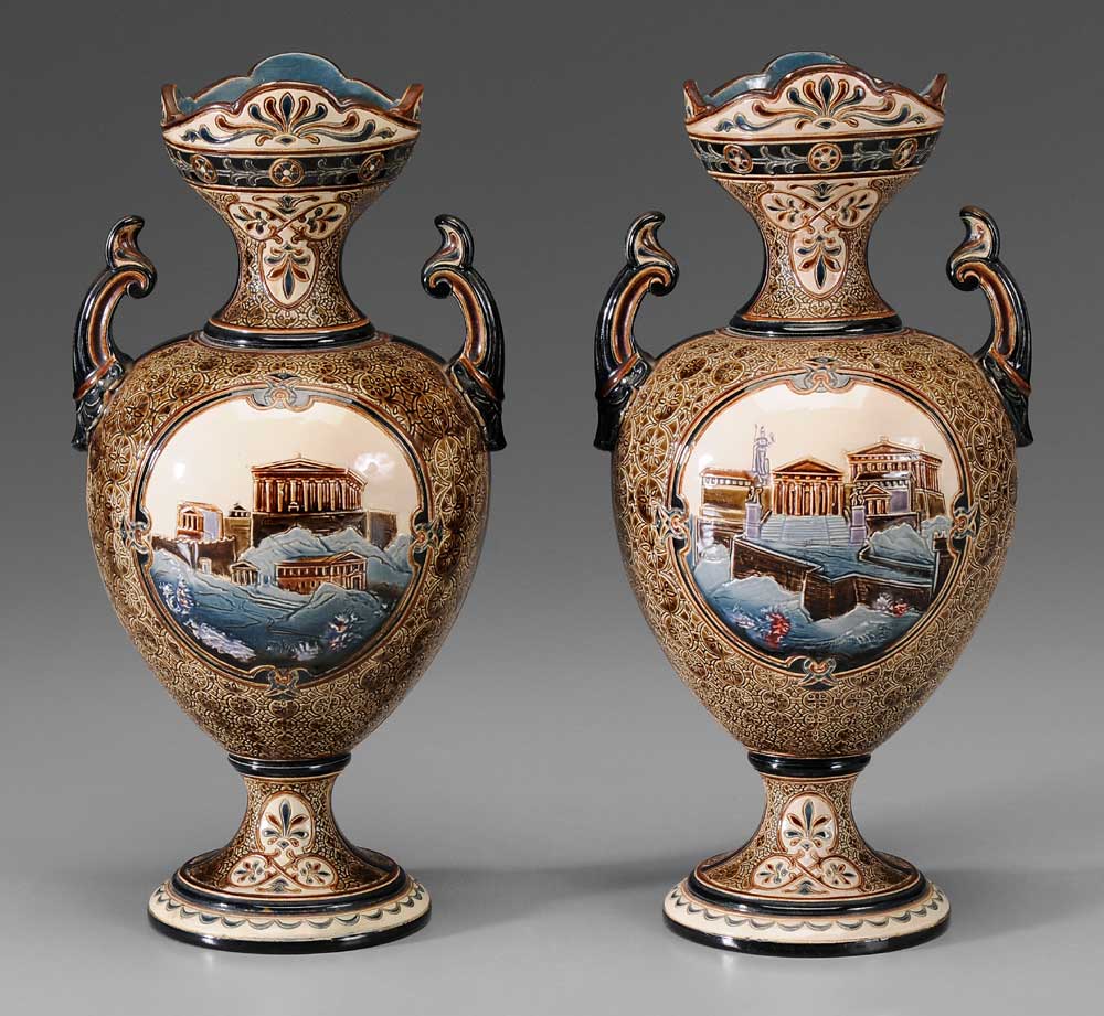 Pair French Majolica Vases probably 11ac49