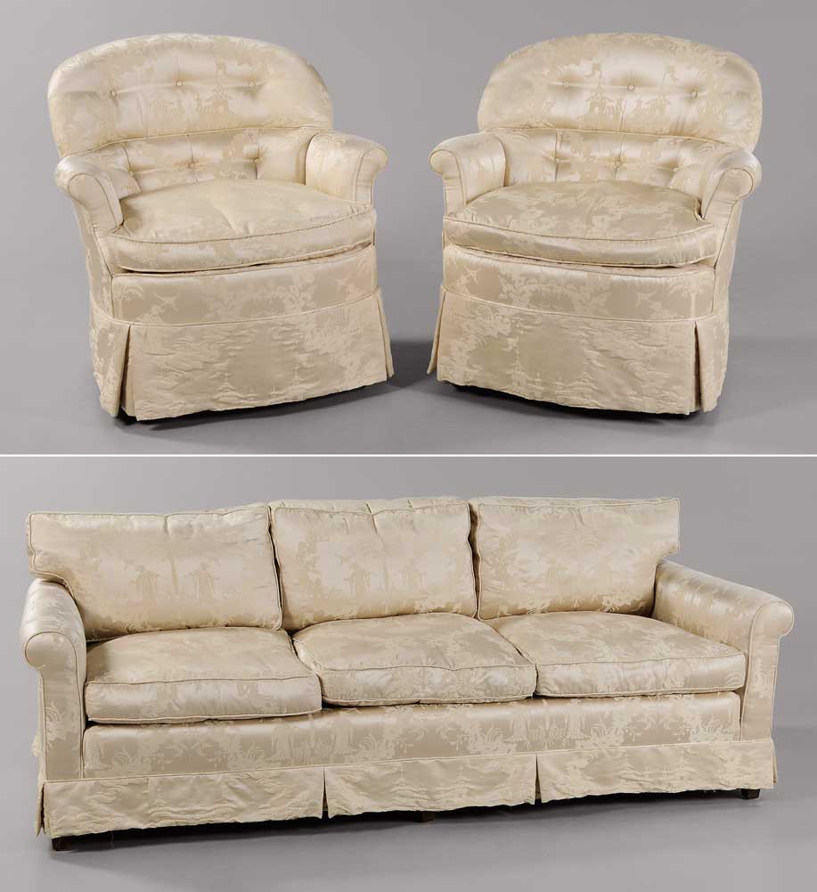 Upholstered Sofa and Pair Club