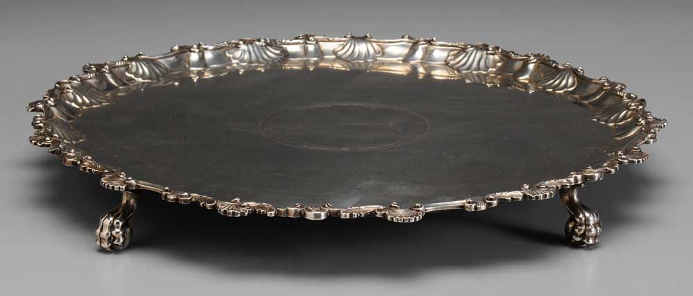 English Silver George II Tray London  11ac7a