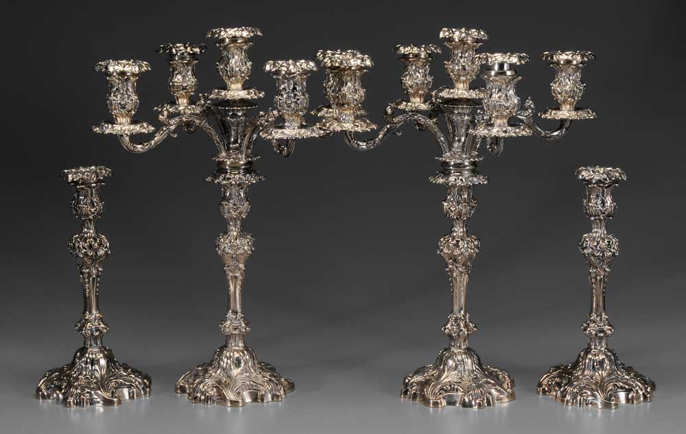 Set of Four Sterling Candelabra