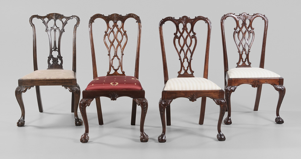 Four Chippendale Style Carved Mahogany 1190aa