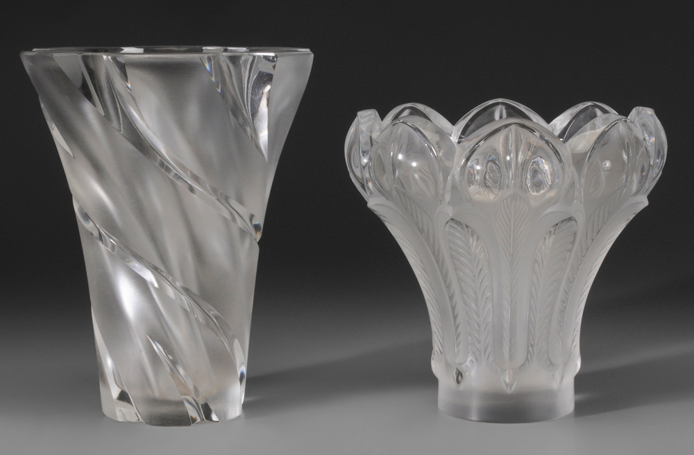 Two Lalique Frosted Glass Vas