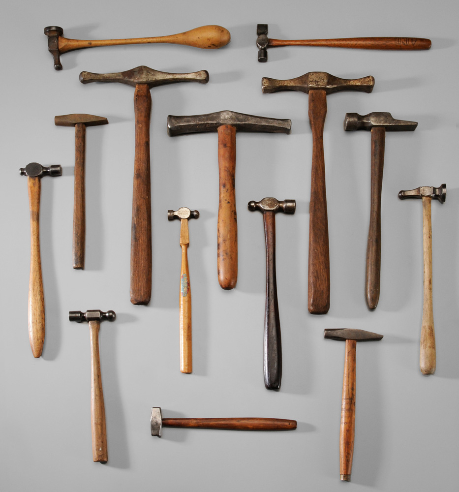 Fourteen Assorted Hammers tinsmith,