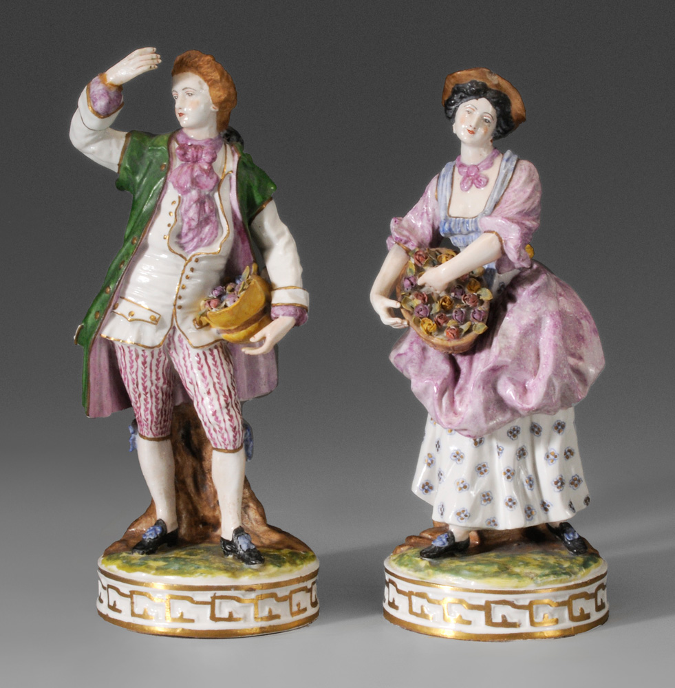 Pair Continental Porcelain Figur