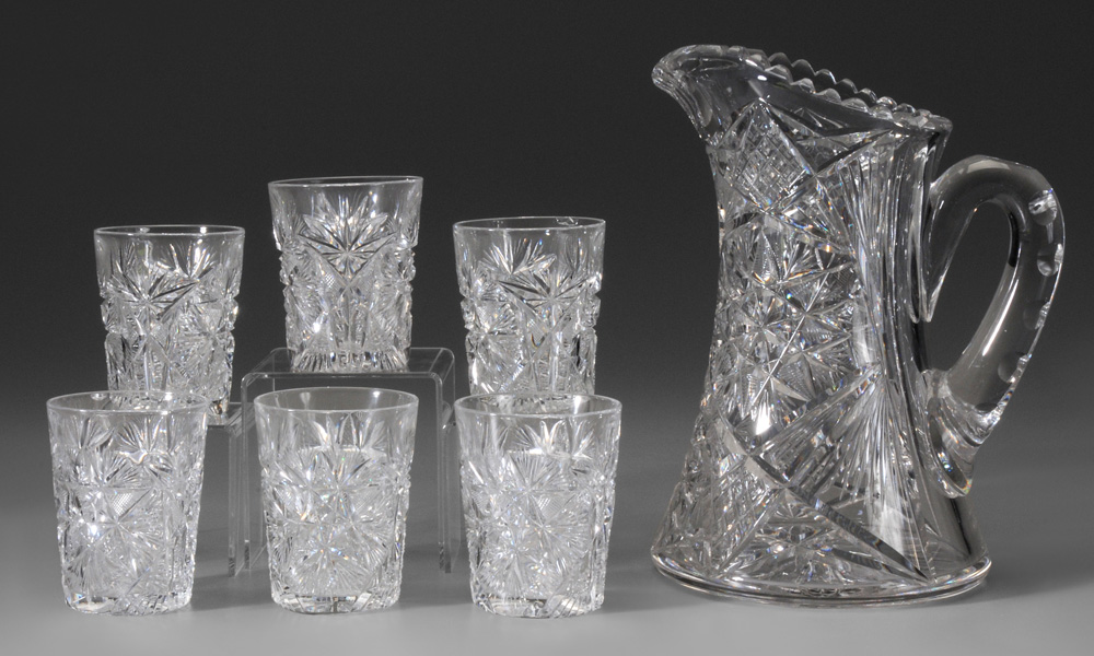 Cut Glass Seven-Piece Lemonade Set American,