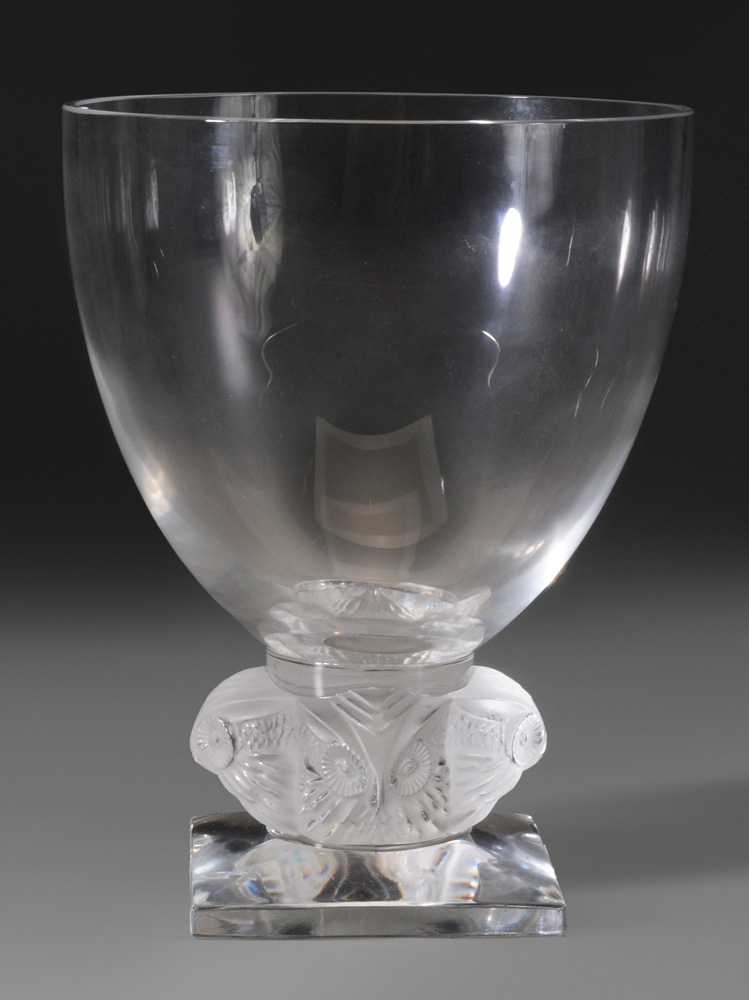 Lalique Frosted Glass Owl Vase 11916c