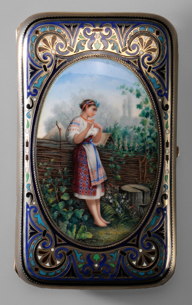 Russian Enamel Gilt Silver Cigarette