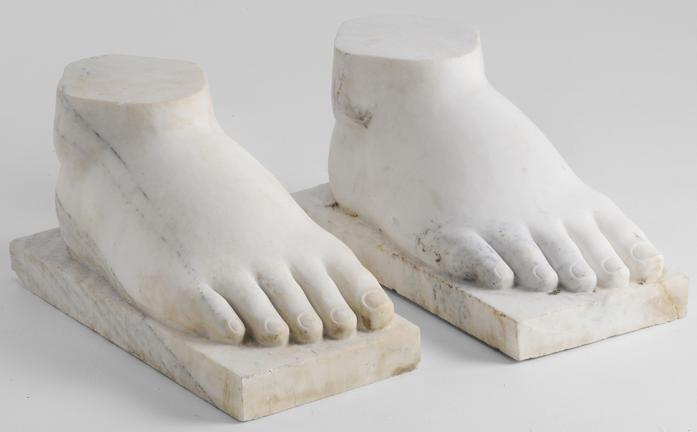 Two Large Carved Marble Feet modern,