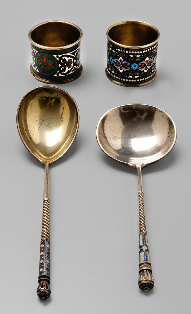 Russian Enamel Silver Spoons and 119252