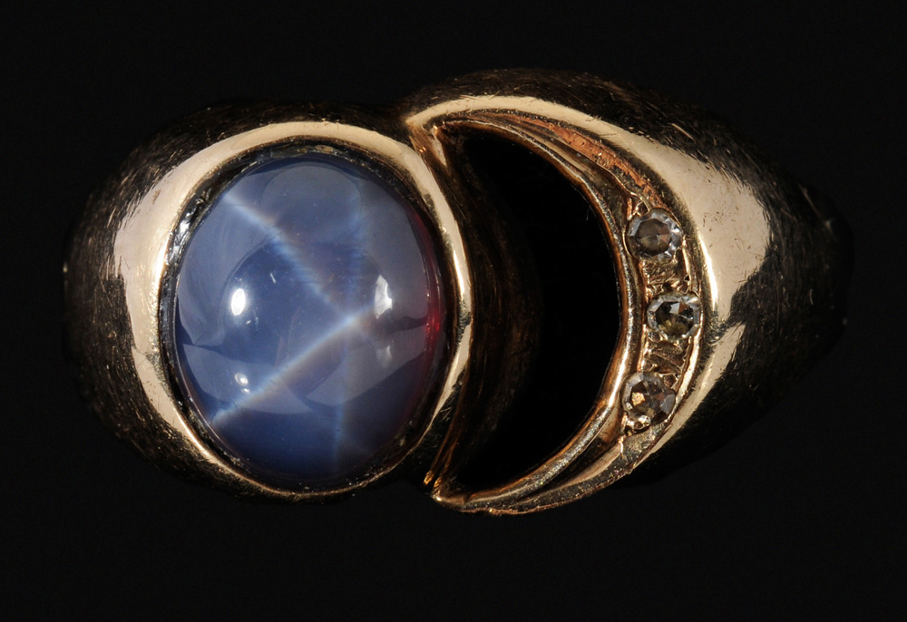 Man s Gold Sapphire Diamond Ring 11927b