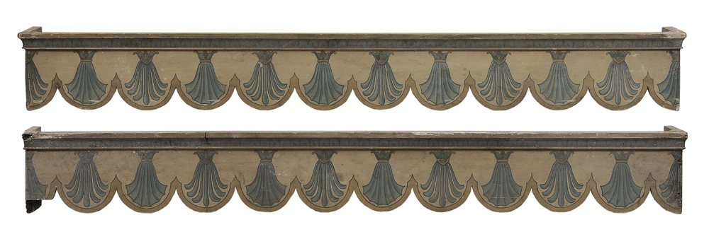 Pair Paint-Decorated Architectural Valanc