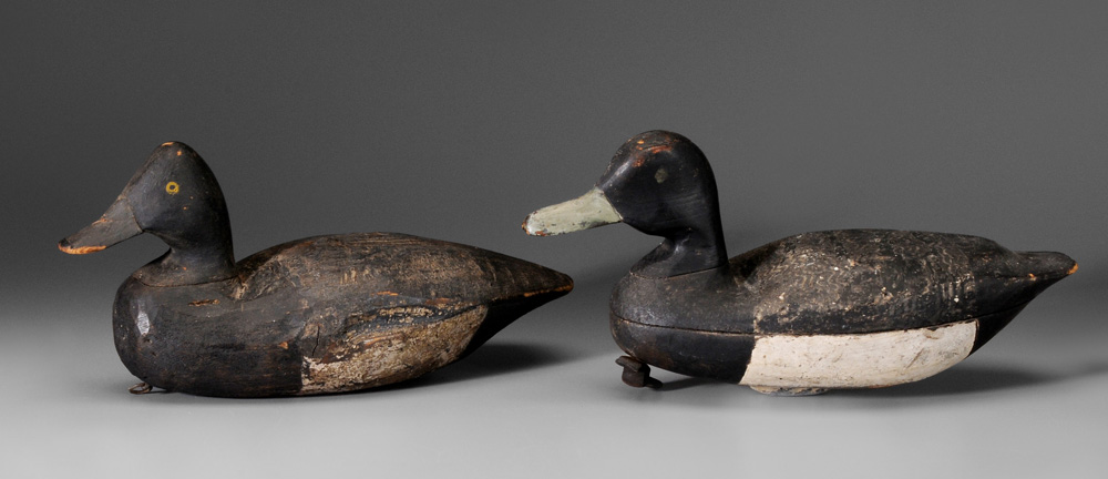 Two Bluebill Drake Decoys one attributed