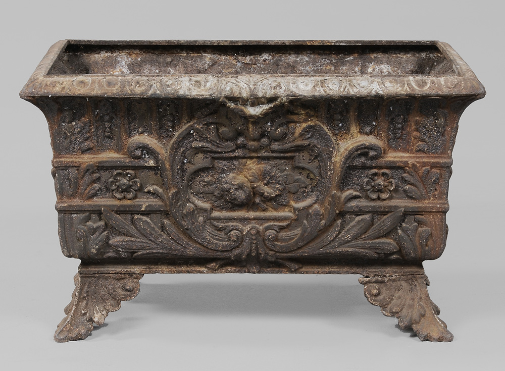 Relief Decorated Cast Iron Planter 11936d