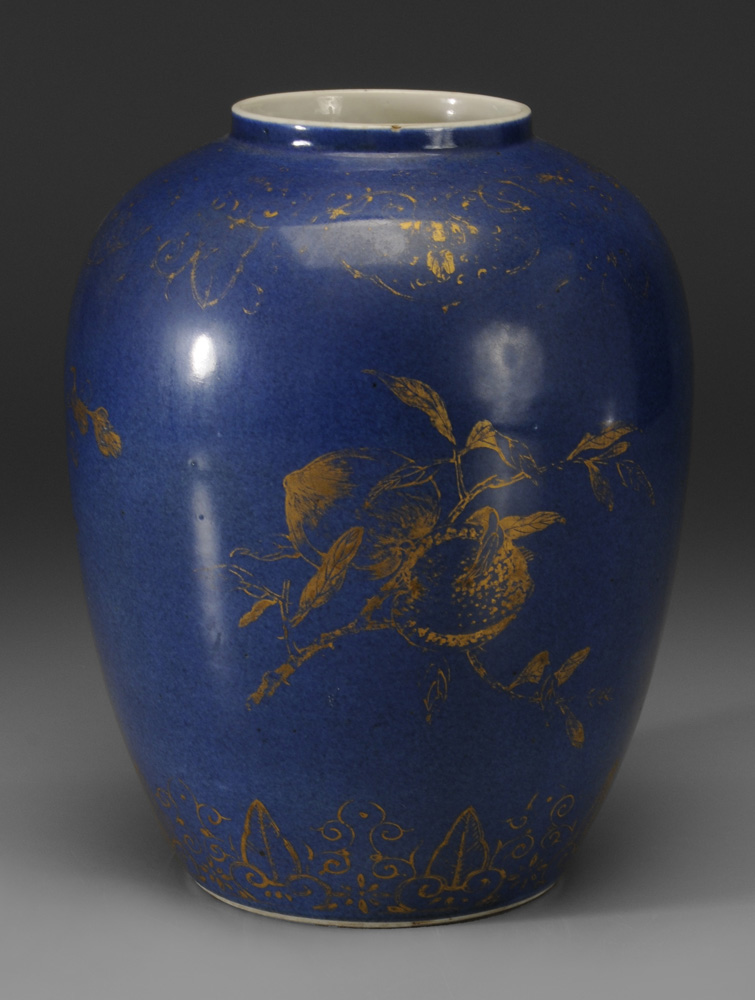 Chinese Blue-Glazed and Gilt- Decorated