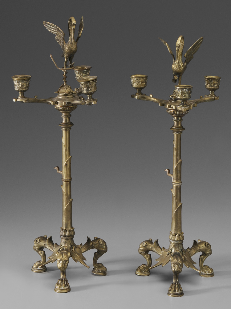 Pair Empire Style Bronze Candelabra