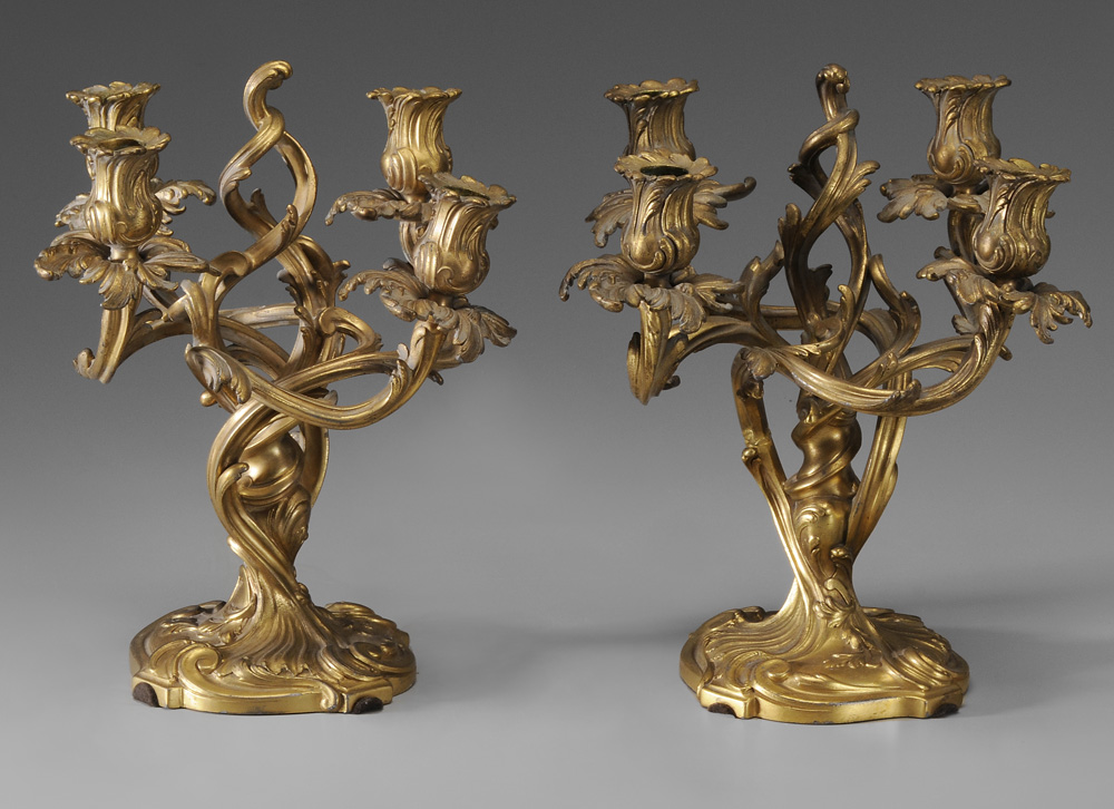 Pair Louis XV Style Gilt Bronze