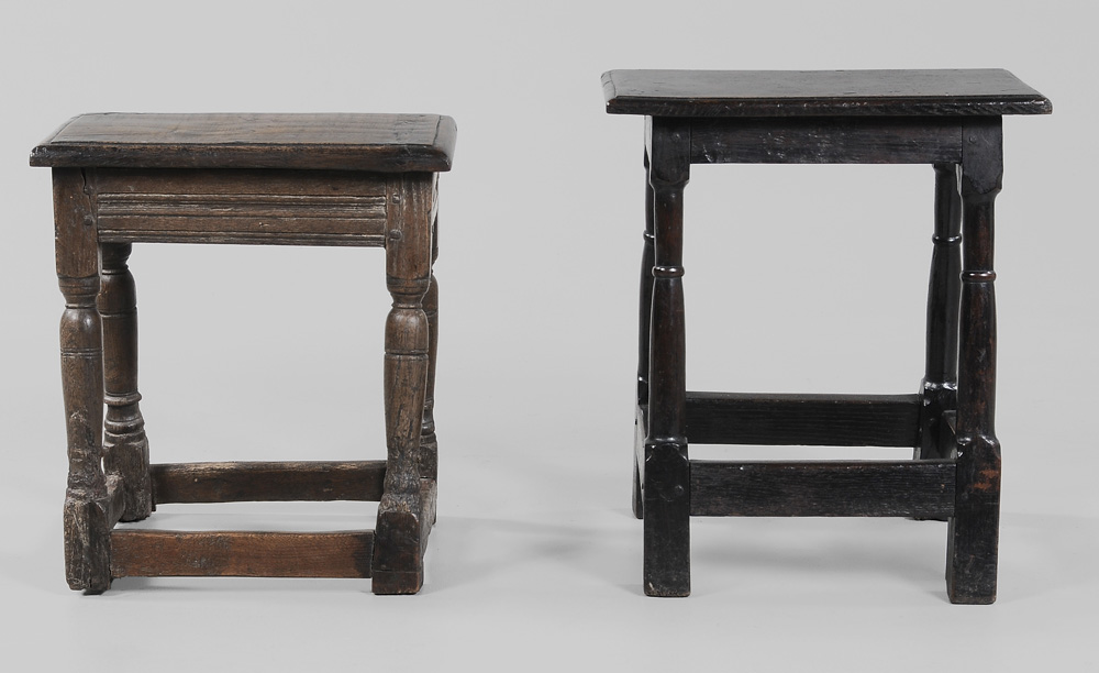 Two Early Oak Joint Stools British,