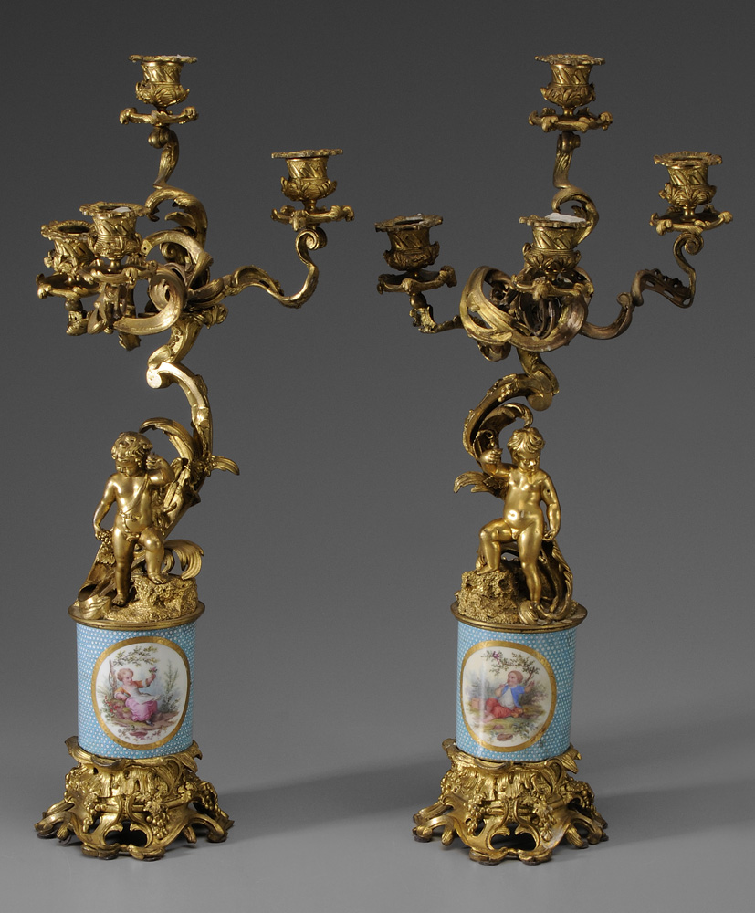 Pair Louis XV Gilt Bronze Candelabra 1193f4