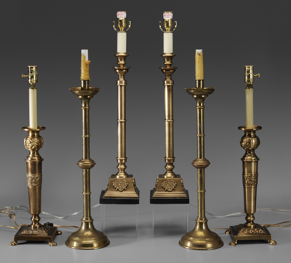 Three Pairs Brass Lamp Bases modern  119433