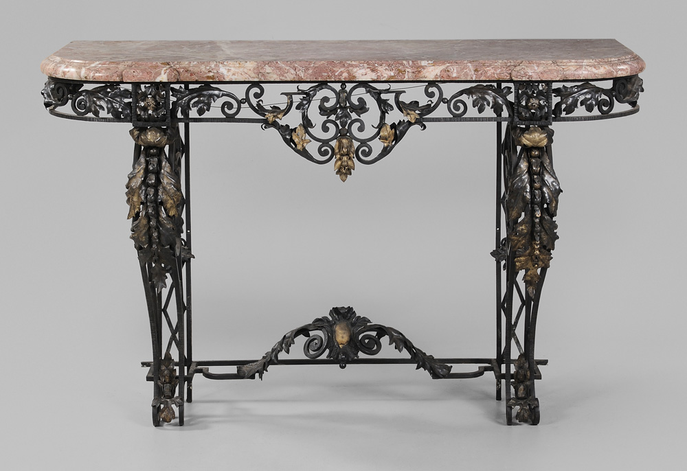 Marble Top Wrought Iron Console 119466