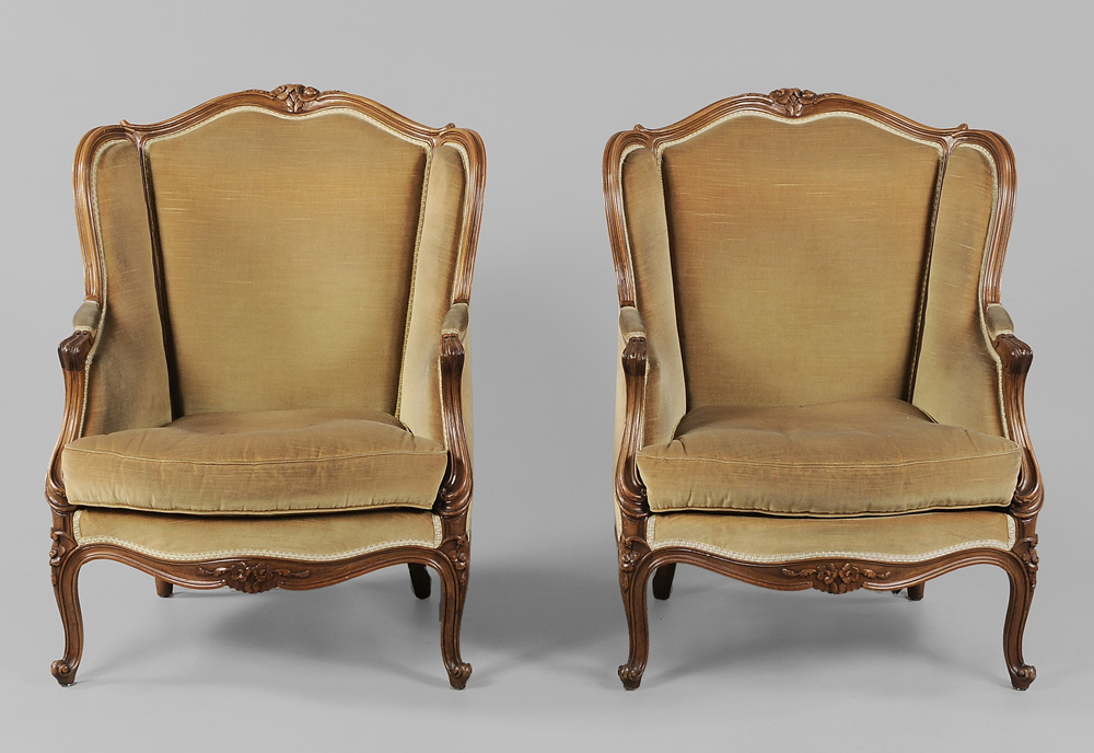 Pair Louis XV Style Upholstered 11946f