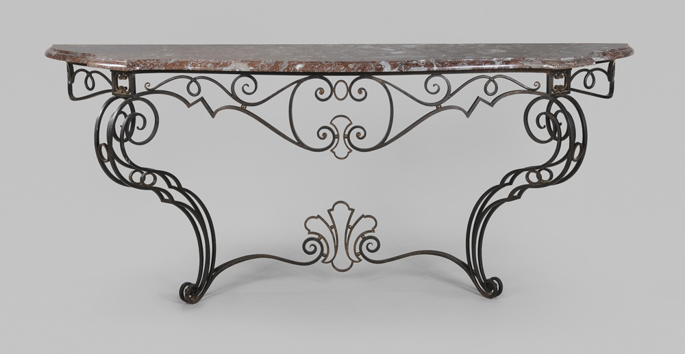 Wrought Iron and Bronze Marble-Top