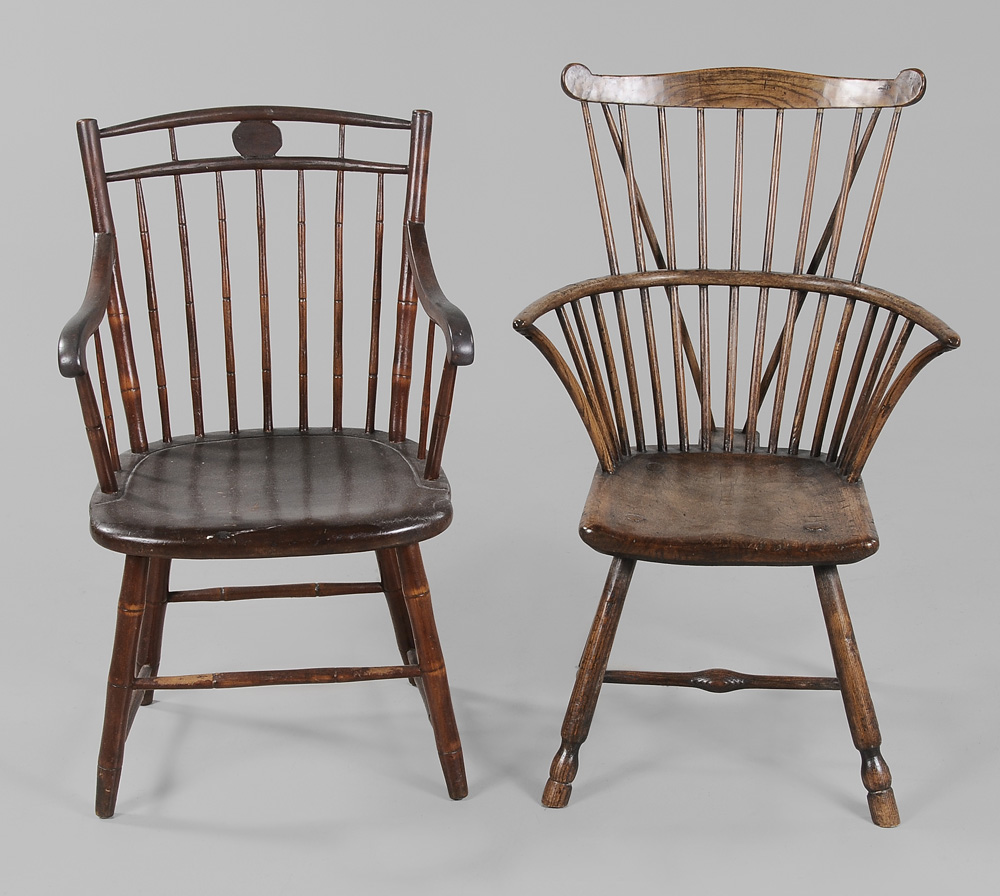 Elm Brace-Back Windsor Armchair British,