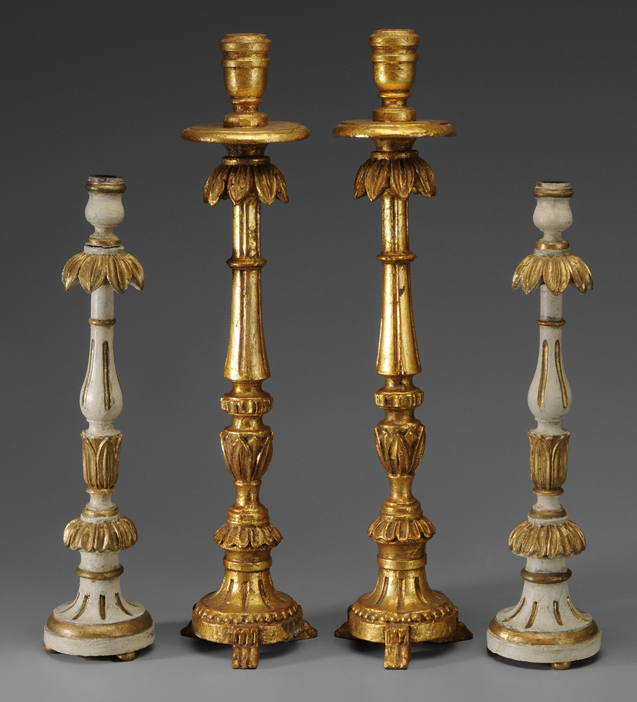 Two Pairs Gilt Wood Candlesticks 1194c4