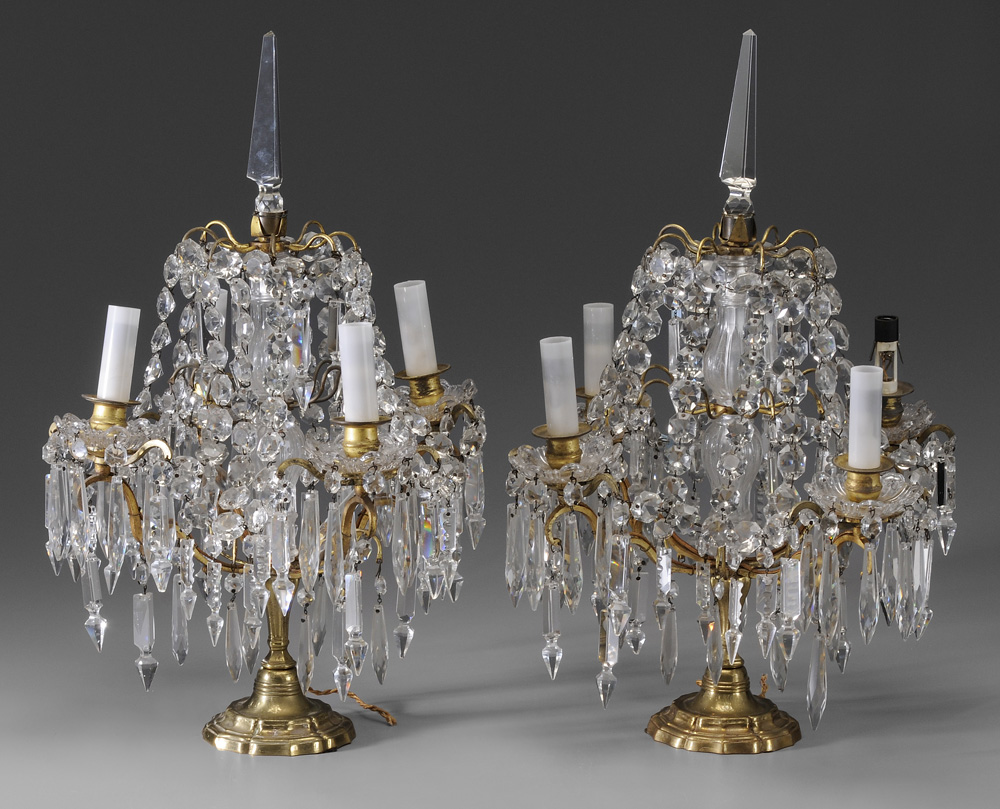 Pair Crystal Candelabra late 19th early 1194ca