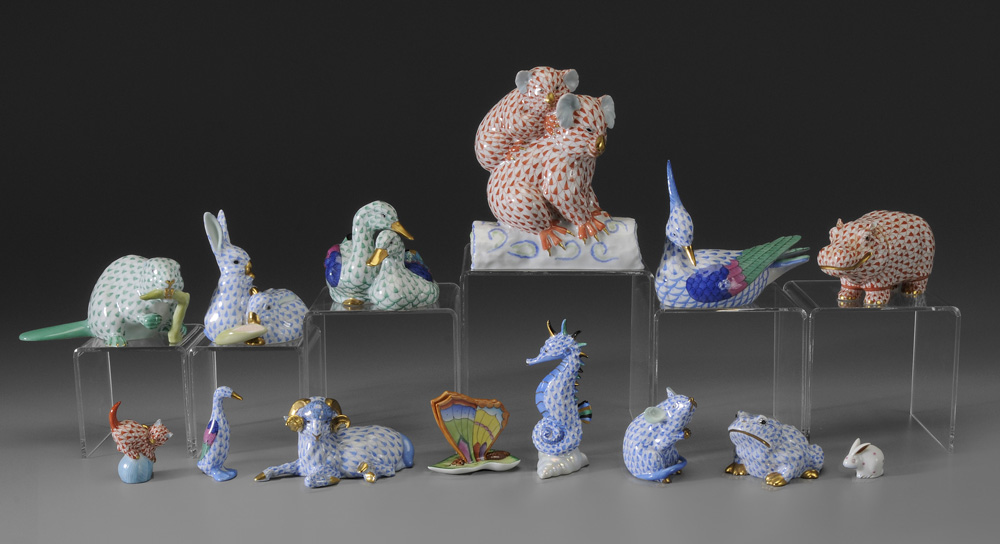 Fourteen Herend Animal Figures